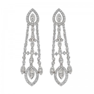 2.64ct Fancy & Round Brilliant Cut Diamond Drop Earrings