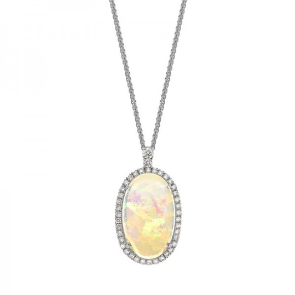 Opal Diamond Cluster Pendant