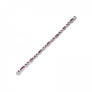 3.19ct Round Ruby & Round Brilliant Cut Diamond Bracelet